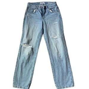 Garage Light Blue Distressed Straight Leg Jeans Mod Rise Denim Size 25